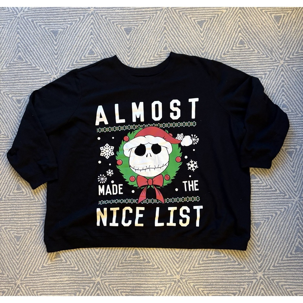 Nightmare Before Christmas Almost Made‎ Nice List Sweatshirt - Black - 4XL